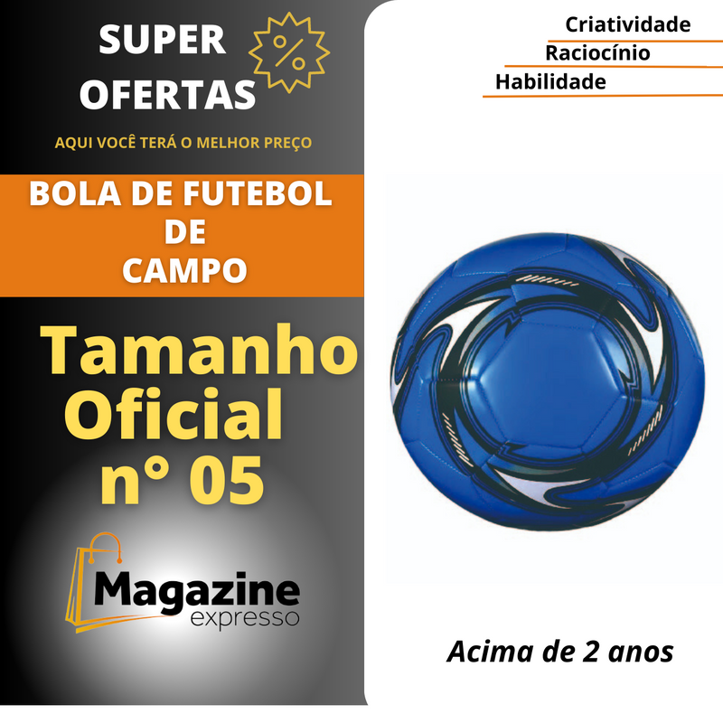 Bola Futebol Campo/Society/Futsal Oficial Slick - Capotão - Tamanho Oficial - Costurada  - Cores Aleatória