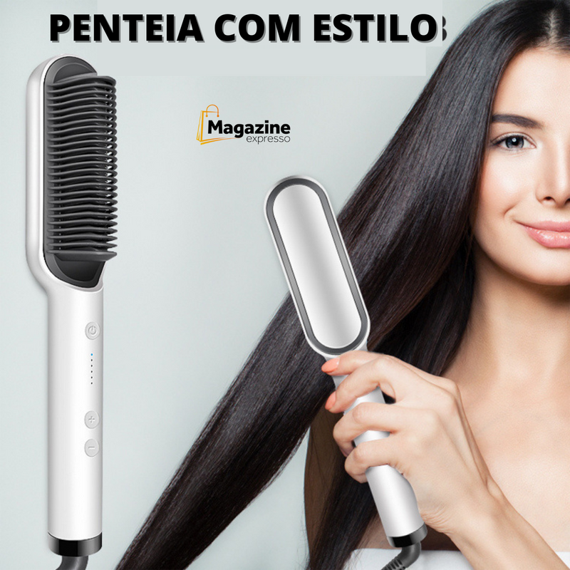 Escova Alisadora Anion Hair Pro 3 em 1 , Secador, Chapinha e Modelador de Cachos Bivolt - Lisec Produto Original