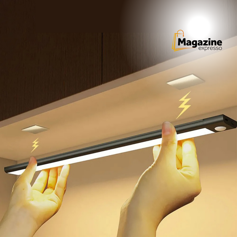 Luminária Led Sensor Presença Recarregável Luz Noturna Led 40Cm Sem Fio USB Recarregável Para Armário de Cozinha Com Sensor de Movimento
